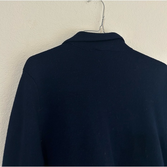 Talbots Merino Wool Knit Navy Cardigan Sweater Pockets Dark Academia Button Up M - Picture 5 of 7